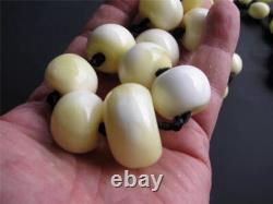 VERY VERY RARE NECKLACE FINEST BALTIC WHITE ROYAL AMBER BEADS (177g)