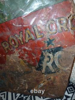 VINTAGE RC ROYAL CROWN COLA 15 ADVERTISING Embossed Metal Sign VERY SCARCE RARE