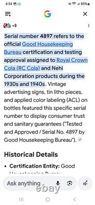 VINTAGE RC ROYAL CROWN COLA 15 ADVERTISING Embossed Metal Sign VERY SCARCE RARE