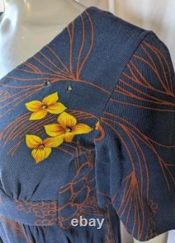 VTG 70s Royal Palm Hawaii United Airlines Very Rare Stewardess Uniform Dress S