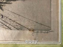 Very Beautiful Engraving Joseph Hecht Royal Eagle Art Animal Rare 1928 Antique