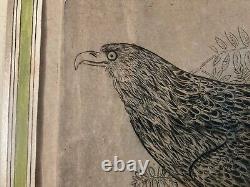 Very Beautiful Engraving Joseph Hecht Royal Eagle Art Animal Rare 1928 Antique