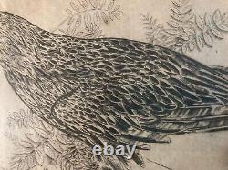Very Beautiful Engraving Joseph Hecht Royal Eagle Art Animal Rare 1928 Antique