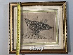 Very Beautiful Engraving Joseph Hecht Royal Eagle Art Animal Rare 1928 Antique