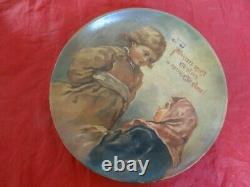 Very Fine Rare Imperial Russian Antique Hand Painted Folk Art Wood Plate