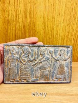 Very Old Near Eastern Stone Tile With Rare Royal Family Image