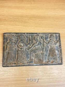 Very Old Near Eastern Stone Tile With Rare Royal Family Image