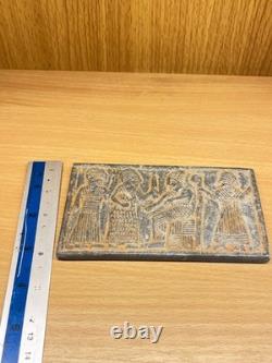 Very Old Near Eastern Stone Tile With Rare Royal Family Image