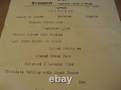 Very RARE 1940 Luncheon MenuTRANSPORT Ship GENERAL ROYAL T FRANKTorpedoed