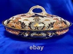 Very RARE Antique Royal Crown Derby 1877 Porcelain Oval Vegetable Tureen KINGS