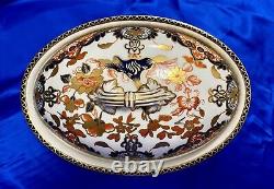 Very RARE Antique Royal Crown Derby 1877 Porcelain Oval Vegetable Tureen KINGS