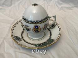 Very RARE IMPERIAL RUSSIAN PORCELAIN KORNILOV BROTHERS Egg Coverd Cup & Saucer