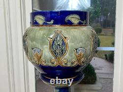 Very RARE Pair Royal Doulton Art Nouveau Arts & Craft Jardinieres & Pedestals
