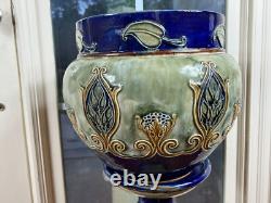 Very RARE Pair Royal Doulton Art Nouveau Arts & Craft Jardinieres & Pedestals