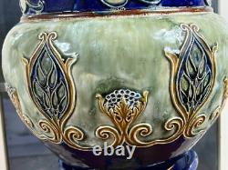 Very RARE Pair Royal Doulton Art Nouveau Arts & Craft Jardinieres & Pedestals