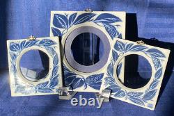 Very RARE Royal Copenhagen Blue Porcelain Picture Frame Set 1 Lg & 2 Sm