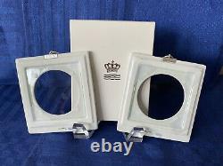 Very RARE Royal Copenhagen Blue Porcelain Picture Frame Set 1 Lg & 2 Sm