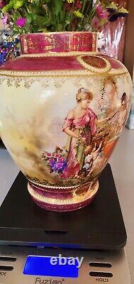 Very RARE Royal Vienna Style Porcelain Vase With Scenic Panel Depicting Woman