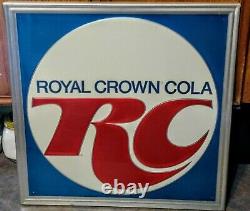 Very RARE Vintage ROYAL CROWN COLA RC Large Embossed Metal SIGN. NOS & NICE