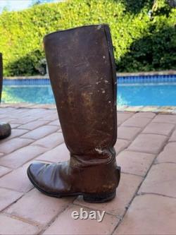 Very Rare 1940's WW2 Imperial Japanese Army Officer Brown Leather Riding Boots