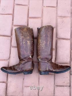Very Rare 1940's WW2 Imperial Japanese Army Officer Brown Leather Riding Boots