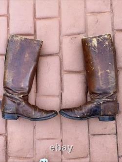 Very Rare 1940's WW2 Imperial Japanese Army Officer Brown Leather Riding Boots Very Rare 1940's WW2 Imperial Japanese Army Officer Brown Leather Riding Boots