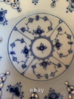 Very Rare 1966 Royal Copenhagen Blue Fluted Full Lace Fruit Basket 1/1061 EUC