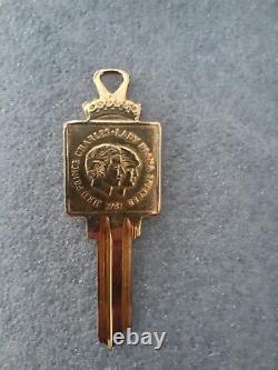 Very Rare 1981 Yale Gold Metal Key Charles & Diana Royal Wedding- Commemorat