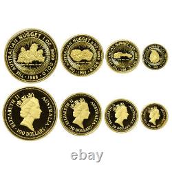 Very Rare 1988 Australian 4 Gold Nugget Proof coin set orig Display box & COA