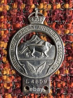 Very Rare 4 digit L4659 1920's antique vintage Royal East African AA car badge