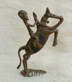 Very Rare Ancient African BENIN Bronze Royal Warrior statue Nigeria TRIBAL ART