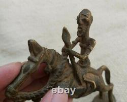 Very Rare Ancient African BENIN Bronze Royal Warrior statue Nigeria TRIBAL ART