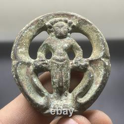 Very Rare Ancient Roman Bronze Queen Royal Figure Carved Amulet