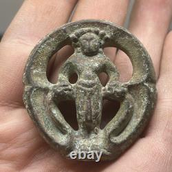 Very Rare Ancient Roman Bronze Queen Royal Figure Carved Amulet