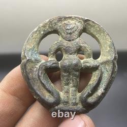 Very Rare Ancient Roman Bronze Queen Royal Figure Carved Amulet