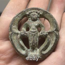 Very Rare Ancient Roman Bronze Queen Royal Figure Carved Amulet