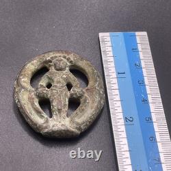 Very Rare Ancient Roman Bronze Queen Royal Figure Carved Amulet