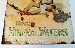 Very Rare Antique IDRIS Royal mineral waters enamel porcelain sign c1890s