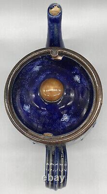 Very Rare Cobalt Blue Royal Doulton Teapot. Signed By Nellie Garbett