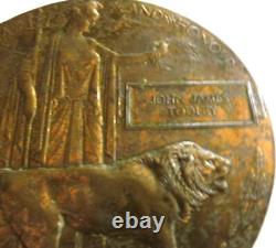 Very Rare Death Plaque Tooley Royal Marines Hms Pathfinder 1st Ship Torpedoed