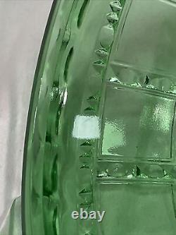 Very Rare Depression Glass Imperial Beaded Block Green Pear Candy Dish 7.5