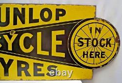 Very Rare Dunlop Cycle Tire Vintage Porcelain Sign Imperial Enamel Co Birmingham