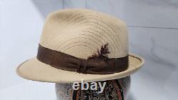 Very Rare Genuine Mens Beige Akubra Saddlestitch Imperial Quality Felt Hat Sz 56
