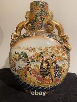 Very Rare Gold Painted Royal Satsuma Vase 16 inch