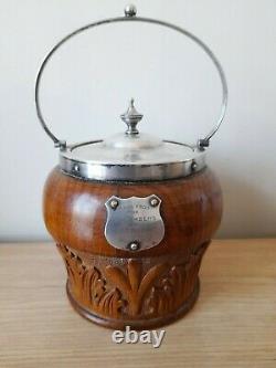 Very Rare H. M. S Akbar Royal Navy Trench Art Biscuit Barrel Treen