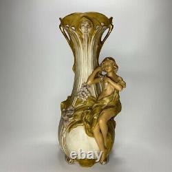 Very Rare Huge Porcelain Royal Dux Art Nouveau Lady Vase 1912