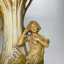 Very Rare Huge Porcelain Royal Dux Art Nouveau Lady Vase 1912