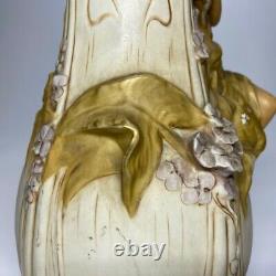 Very Rare Huge Porcelain Royal Dux Art Nouveau Lady Vase 1912