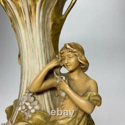 Very Rare Huge Porcelain Royal Dux Art Nouveau Lady Vase 1912