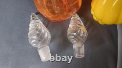 Very Rare Imperial Glass Mid Century Modern MCM Decanters Orange & Opaque Yellow